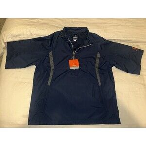 Elevate Sports Jacket Mens Size L Navy Blue Short Sleeve Windbreaker 1/2 Zip NWT